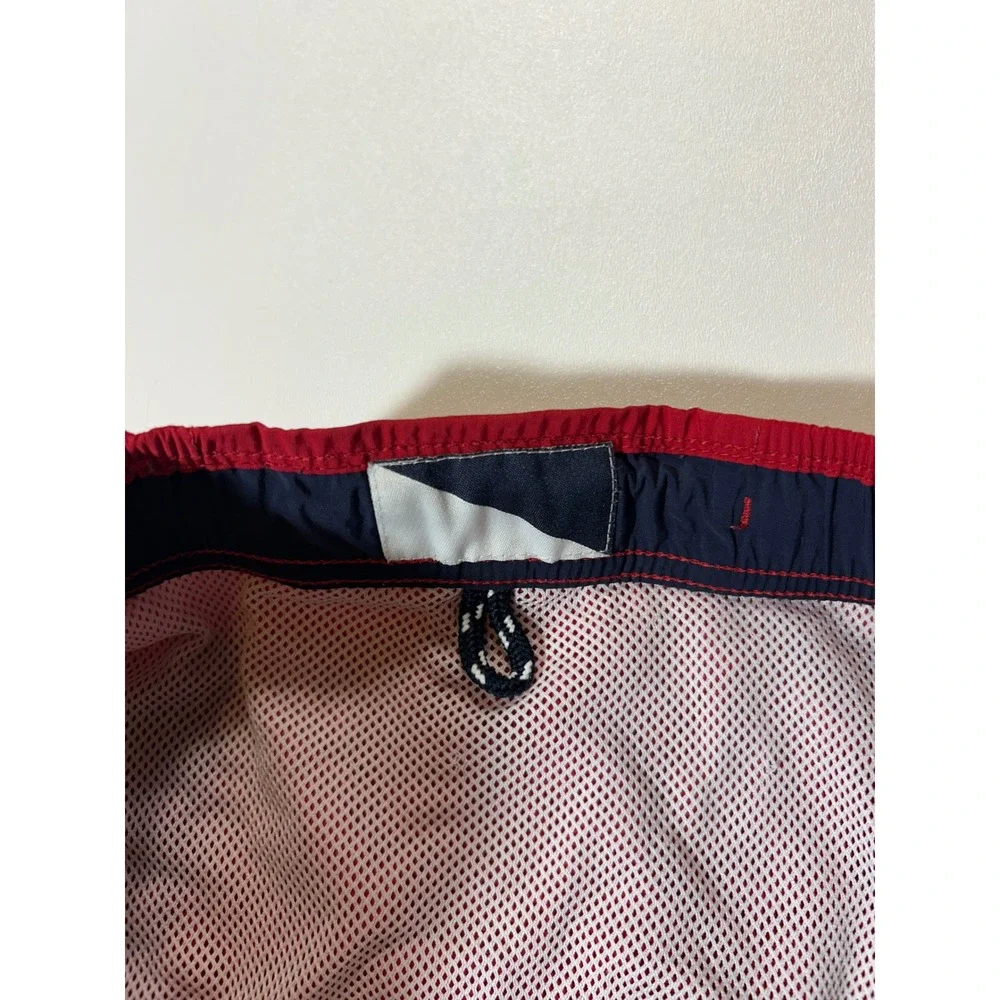 Nautica Swim Trunks Mens Medium Red Excellent Mesh Lined Drawstring Board Shorts